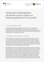 Gemeinsame Stellungnahme  des Bundes und der Länder zur  Kohäsionspolitik der EU nach 2027